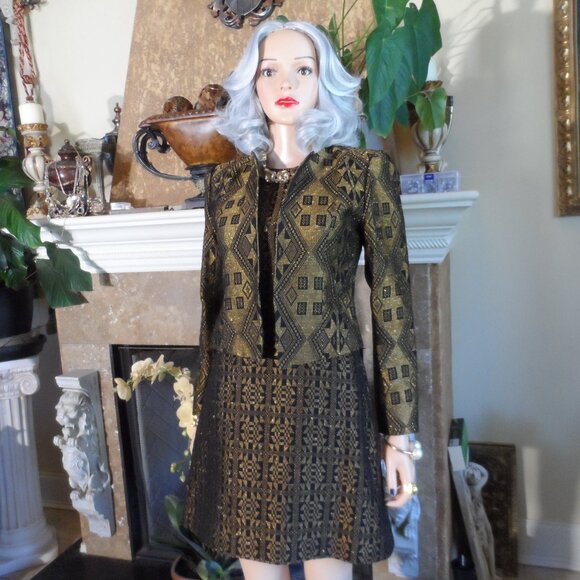 Christian Lacroix Paris 2000's Collection Black Gold Brocade Dress Set Size S - Picture 6 of 16